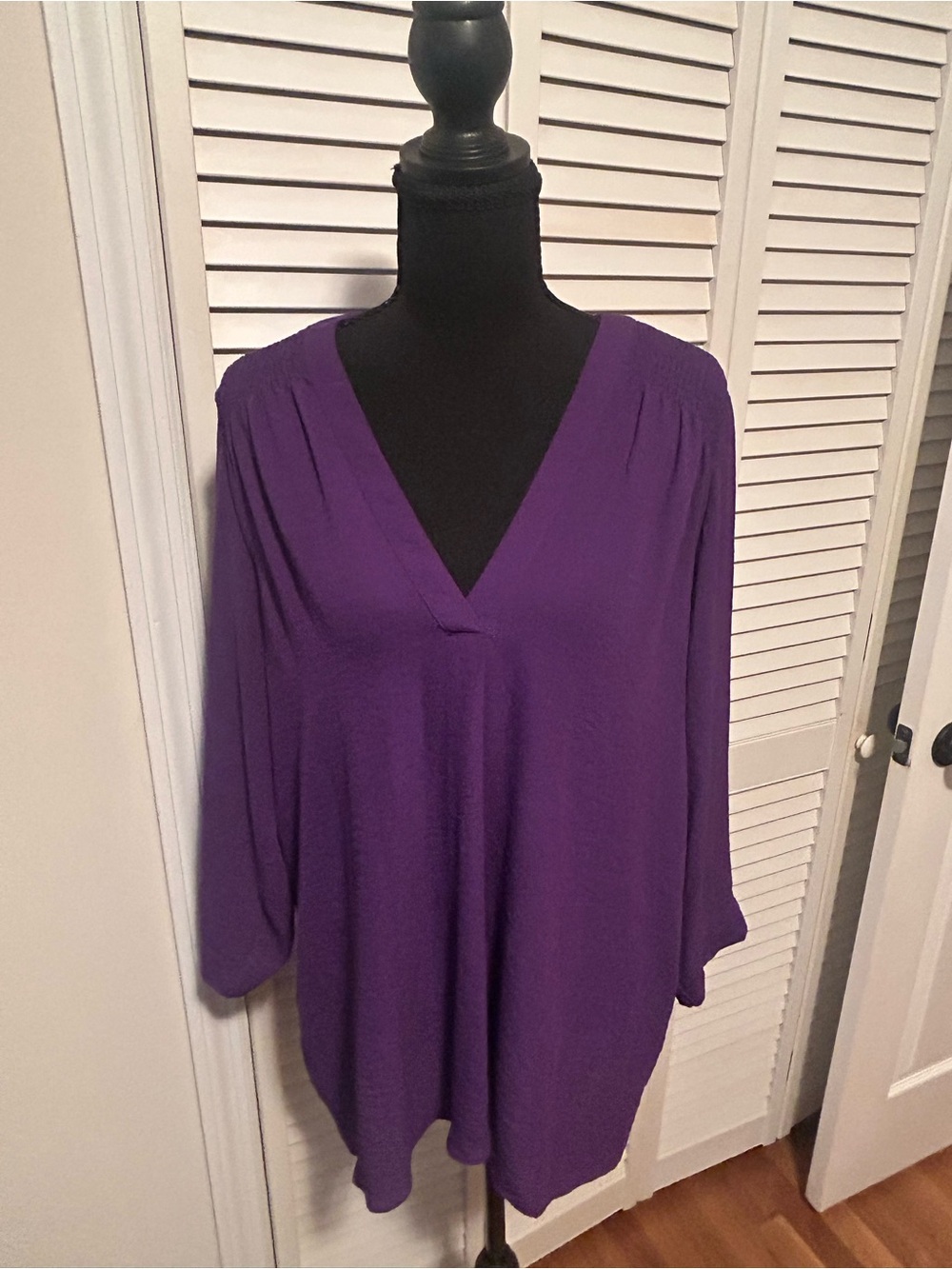 a.n.a Purple V-Neck Tunic Blouse